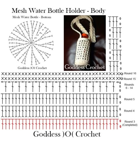 Water Bottle Holder Pattern, Crochet Stitches Symbols, Crochet Jar Covers, Crochet Water Bottle Holder, Mode Crochet, Water Bottle Holder, Crochet Handbags Patterns, Crochet Stitches For Beginners, Botol Air