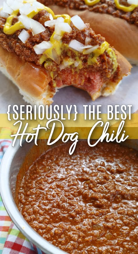 Easy Hot Dog Chili Recipe, Best Hot Dog Chili Recipe, Best Hot Dog Chili, Easy Hot Dog Chili, Homemade Hot Dog Chili, Hot Dog Chili Sauce Recipe, Chili Dog Sauce, Hot Dog Chili Recipe, Coney Dogs