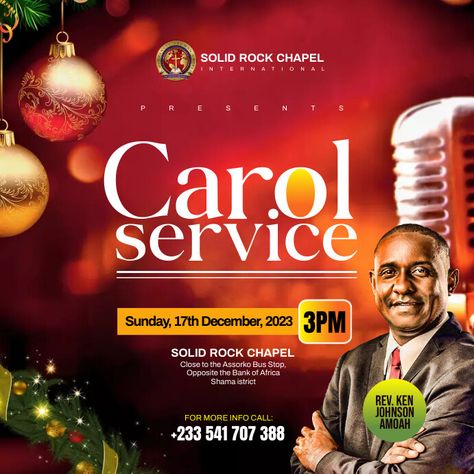 Christmas Church Flyer Design, Carol Service Flyer Design, Christmas Carol Flyer Design, Christmas Carol Flyer, 31st Night, Sunday Service Flyer, Service Poster, Beautiful Profile, Apostle Paul