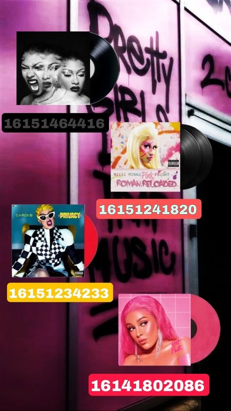 Bloxburg Decals Codes Nicki Minaj, Bloxburg Nicki Minaj Poster Codes, Nicki Minaj Bloxburg Decals, Vinyl Bloxburg Decals, Pic Codes For Bloxburg, Roblox Berry Avenue Codes Picture, Picture Decals For Bloxburg, Roblox Bloxburg Decals, Roblox Poster