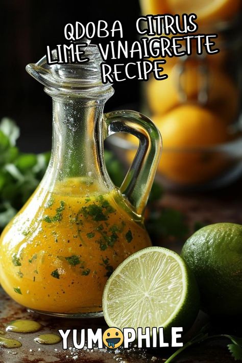 QDOBA Citrus Lime Vinaigrette Recipe Citrus Lime Vinaigrette Qdoba, Qdoba Cilantro Lime Dressing, Citrus Lime Vinaigrette, Qdoba Citrus Lime Dressing, Golden Corral Chocolate Chess Pie Recipe, Crab And Spinach Dip Recipe, Mexican Salad Dressings, Citrus Vinaigrette Dressing, Chocolate Chess Pie Recipe