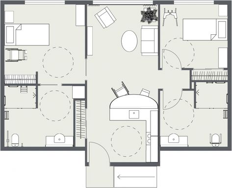 RoomSketcher Blog | How to Make Your Home Wheelchair Accessible – Design Ideas With Pictures Wheelchair Accessible Interior Design, Accessible Furniture Design, Disabled House Design, Accessible Architecture Design, Wheelchair Accessible Architecture, Disabled House Plan, Accessible Bedroom Design, Universal Home Design, Handicapped Bedroom Ideas