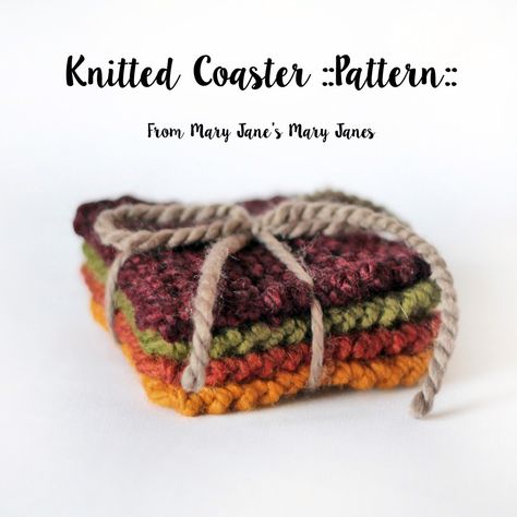 Knitted Coasters, Quick Knitting Projects, Knit Coaster, Coasters Pattern, Creative Mug, Mug Cover, Double Pointed Knitting Needles, Knitted Washcloths, Easy Knitting Projects