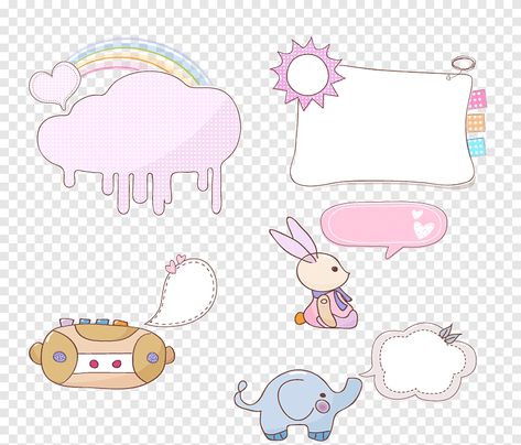 Text Box Png, Nursery Drawings, Umbrella Illustration, Box Png, Cute Text, Green Artwork, Balloon Cartoon, Rabbit Drawing, Butterfly Art Painting