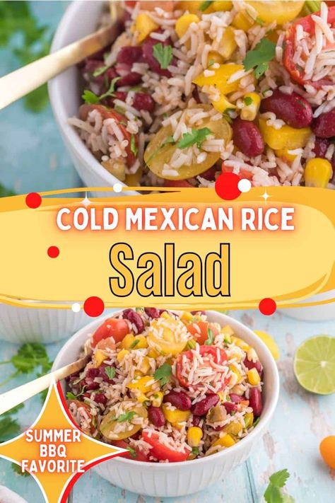 Mexican Rice Salad Cold, Cowboy Rice, Mexican Rice Salad, Rice Salad Cold, Salad Lovers, Vibrant Salad, Mexican Cowboy, Justin Wilson, Coleslaw Recipes