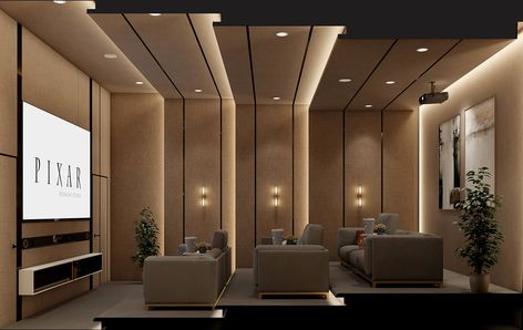 Luxurious Home Cinema :: Behance Home Theater Design Luxury, Cinema Room Ideas, Cinema Living Room, Cinema Room Decor, Home Cinema Room Ideas, House Room Design, Theater Room Ideas, Luxury Home Cinema Room, Projector Room