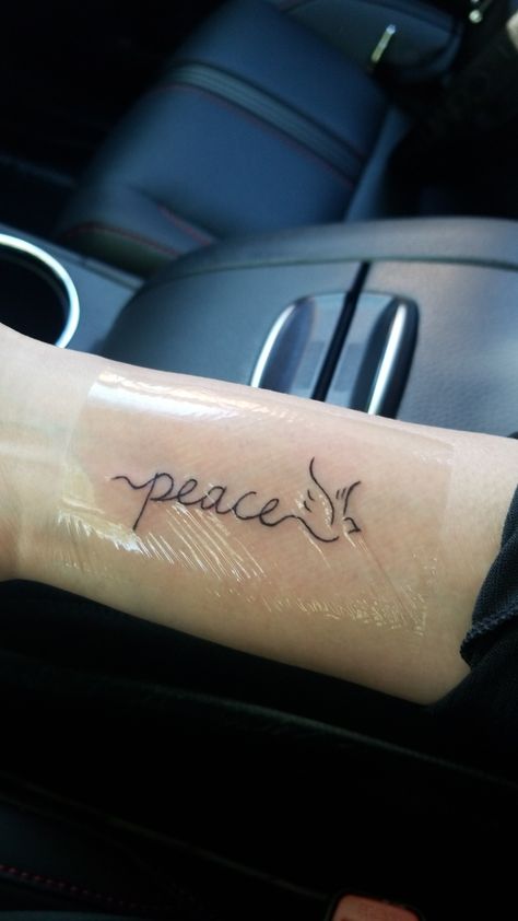 Christian Peace Tattoo, Inner Peace Tattoos For Women, Peace Word Tattoo, Peace Tattoos For Women, Quotes Tattoo For Men, Tattoos Peace, Peace Dove Tattoos, Inner Peace Tattoo, Small Dove Tattoos