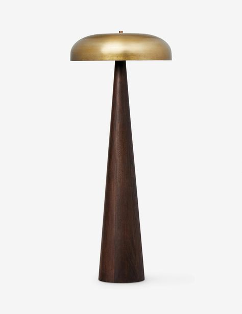 Kasner Dome Floor Lamp Floor Lamp Interior Design, Floor Lamp Mid Century, Mid Century Floor Lamp, Mushroom Lamps, Dark Wooden Floor, Burled Wood Furniture, Disc Interiors, Mantel Mirrors, Lamp Mid Century