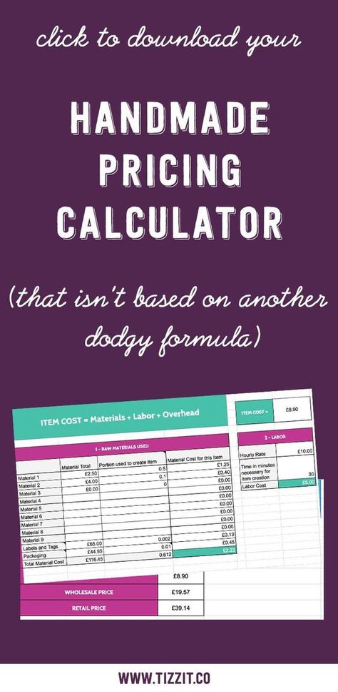 Grab this free handmade pricing calculator and let it do the math for you! Pricing your handmade products is a crucial step, and most of the pre-made formulas you can find online won't help you build a successful and profitable business. Click to access it now or Pin to download it later! Pricing Formula, Pricing Calculator, Buy Wholesale Jewelry, Craft Pricing, Etsy Business, Profitable Business, Craft Business, Handmade Business, Home Based Business