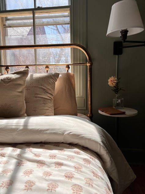 Classic bedroom design. Bed layering with beige duvet, quilt from Target and soft fluffy throw pillows. A beautiful green paint to warm up the bedroom. Evergreen Fog Bedroom, Evergreen Fog, Bedroom Design, Design Studio, Bedroom, Clothes, Design