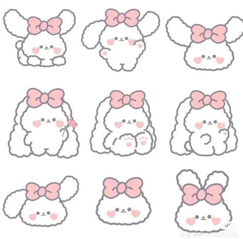 Pink Kawaii Stickers Printable, Bunny Kawaii Art, Cute Chibi Stickers Printable, Cute Stickers Drawings Easy, Kawaii Drawings Stickers, Cute Bunny Stickers Printable, Cute Stickers Journal, Free Stickers Printables Cute, Cute Kawaii Printable Stickers