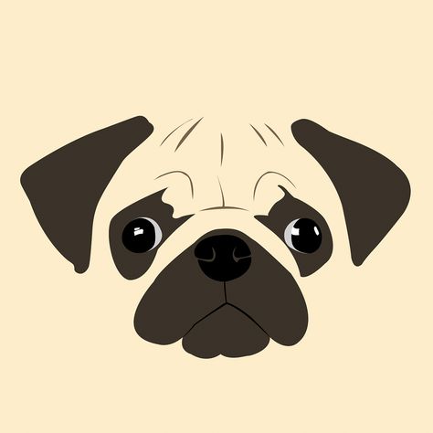 Art Small Canvas, Fat Pug, Labradoodle Art, Brindle Pug, Pug Tattoo, Pug Illustration, Cute Pug Puppies, Pugs And Kisses, Pug Art