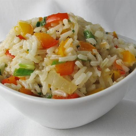 Sweet Bell Pepper Rice Bell Pepper Rice Recipe, Bell Pepper Rice, Pepper Rice, Rice Dishes Recipes, Rice And Vegetables, Rice Pilaf Recipe, Rice Side Dish Recipes, Pilaf Recipes, Rice Side