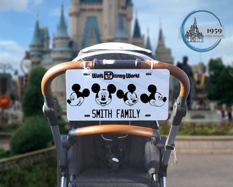 Diy Stroller Tags For Disney, Disney Stroller Tags Cricut, Stroller Signs For Disney World, Disney Stroller Sign, Wagon Hacks, Stroller Name Tag For Disney, Stroller Identifier For Disney, Disney Stroller Tags, Disney Stroller