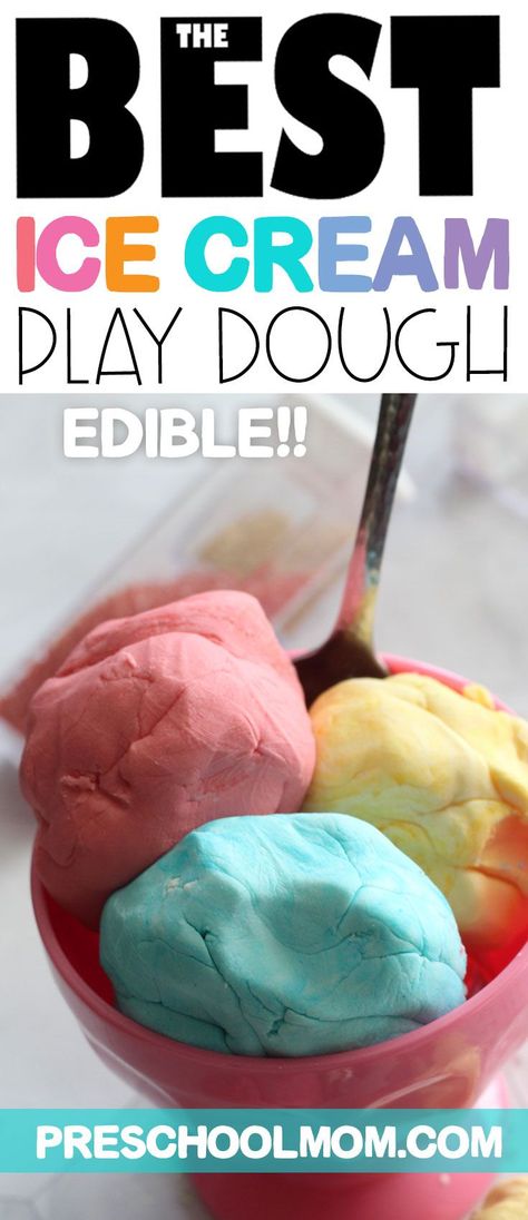 Ice Cream Playdough, Ice Cream Ideas, Edible Play Dough Recipe, Ice Cream Play, Learning Centers Preschool, Edible Playdough, Summer Preschool Activities, Dough Ideas, Homemade Playdough Recipe