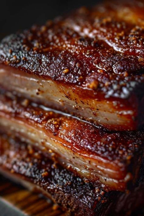 Smoked Asian Pork Belly Asian Pork Belly Recipes, Marinated Pork Belly, Asian Pork Belly, Bbq Meals, Smoked Pork Belly, Leftover Pork, Asian Pork, Pork Belly Recipes, Grilled Shrimp Recipes