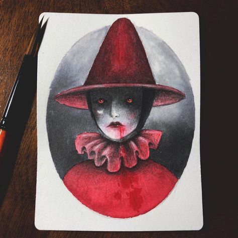 Almost midnight! Here’s a Vampire Witch for #mabsdrawlloweenclub day one ❣️❣️❣️❣️ . . . . . . . . #darktownsally #witch #vampirewitch… Vampire Watercolor, Vampire Witch, Scary Drawings, Visual Journal, Photography Illustration, Scary Art, Watercolor Inspiration, Art Inspo, Art Photography