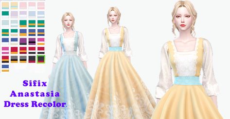 Sims 4 Sifix Cc, Sifix Sims 4 Cc, Anastasia Dress, Rococo Dress, Sims Medieval, Play Sims, Dresses Royal, Victorian Clothing, Sims 4 Mods Clothes