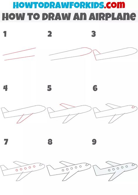 How to Draw an Airplane Step by Step - Drawing Tutorial For Kids How To Draw Aeroplane Step By Step, Draw Airplane Easy, Drawing An Airplane, How To Draw Aeroplane, How To Draw An Airplane Easy, How To Draw Airplane, How To Draw An Airplane, How To Draw A Plane, Aeroplane Drawing For Kids