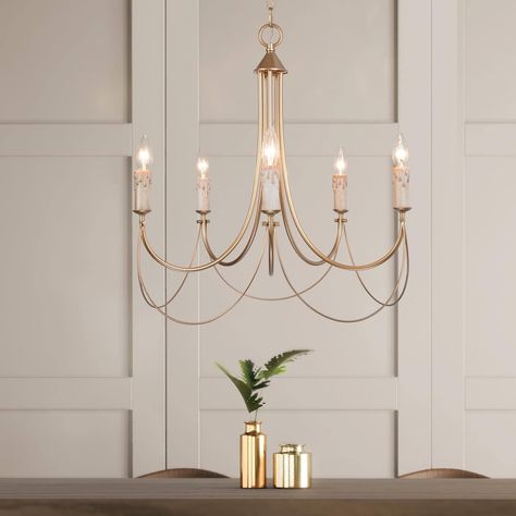 LNC Modern Classic Satin Gold 5-Light Chandelier with Candlestick Living Room High Ceiling... | The Home Depot Canada Modern Gold Chandelier, French Country Chandelier, Country Chandelier, Room Chandelier, Candle Style Chandelier, Chandelier Bedroom, 5 Light Chandelier, Traditional Chandelier, Drum Chandelier