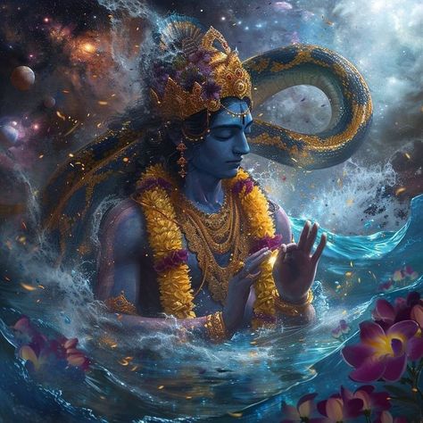 Cosmic God, Cosmic Ocean, Krishna Avatar, Krishna Book, Photos Of Lord Shiva, Lord Vishnu Wallpapers, Hinduism Art, Spiritual Artwork, Vedic Art