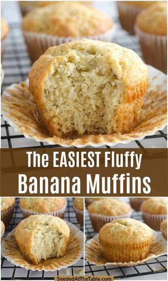 Fluffy and moist banana muffins. This easy banana muffins recipe is a family favorite for breakfast or a snack. Use your ripe bananas to make the best banana muffins! Banana Muffins With Frozen Bananas, Best Way To Use Ripe Bananas, Fluffy Muffins Moist, Fluffy Banana Muffins Recipe, Banana Muffins Easy Moist, Easy Moist Banana Muffins, Recipes Using Very Ripe Bananas, Easy Banana Bread Muffins Recipe, Muffins Using Bananas