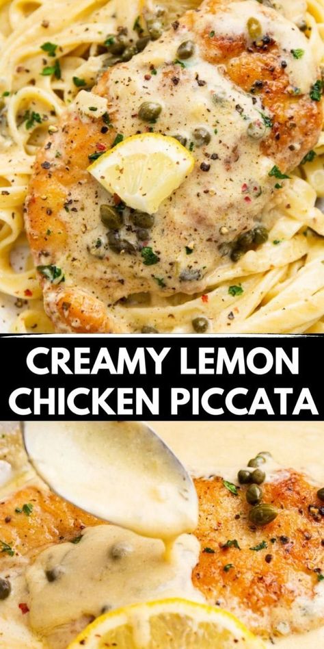 Creamy Lemon Chicken Piccata, Caper Cream Sauce, The Cooking Jar, Lightly Breaded Chicken, Lemon Chicken Piccata, Dinner Favorites, Creamy Lemon Chicken, Breaded Chicken Breast, Chicken Piccata