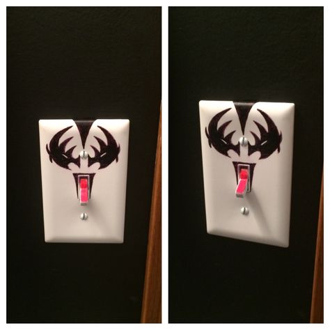 KISS - Gene Simmons Light Switch Plate - Tongue On/Off Kiss Tongue Band, Kiss Band Bedroom, Kiss Band Art, Light Switch Art, How To Kiss, Kiss Concert, Rock Band Posters, Kiss Army, Vintage Kiss