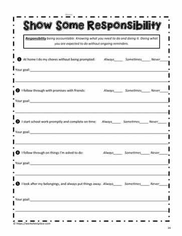 Responsibility Worksheet Optimism Activities, Honesty Lesson, Responsibility Lessons, Respect Lessons, Respect Activities, Character Trait Worksheets, Counseling Worksheets, Teaching Character, Counseling Lessons