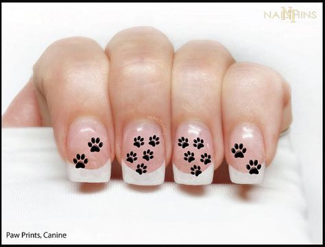 Dog Paw Print Nail Decal, Canine nail art, Animal Tracks Nail wrap designs by  NAILTHINS Paw Print Nails, Natural Looking Nails, Bear Paw Print, Valentine Nail, Alaskan Klee Kai, Animal Nail Art, Christmas Manicure, Graduation Nails, Valentine Nail Art