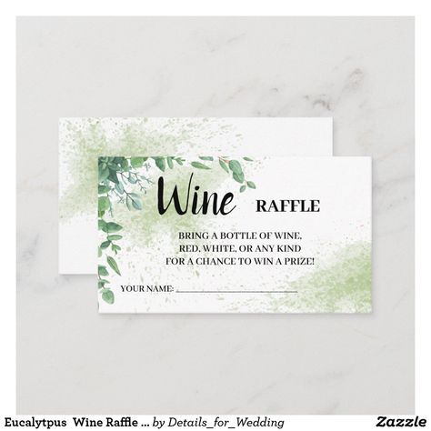 Bridal Shower Raffle, Wine Raffle, Couple Shower Games, Wine Games, Bridal Shower Wine, Bridal Shower Card, Raffle Ticket, Bridal Shower Cards, Standard Business Card Size