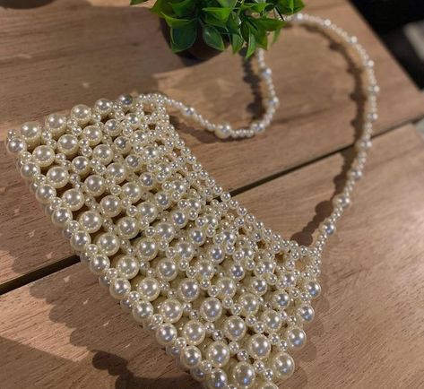 G L O R Y beadedbags on Instagram: "NEW✨ Order now with best price🤍 . . . . . . #pearl #pearlbags #trendy #crystalbags" Handmade Pearl Bag, How To Make Pearl Bag, Trendy Beaded Bags, Pearl Bead Bag, Pearl Bag Diy Tutorial, Elegant Handmade Pearl Shoulder Bag, Bag With Pearls, Pearls Bag, Pearl Begs