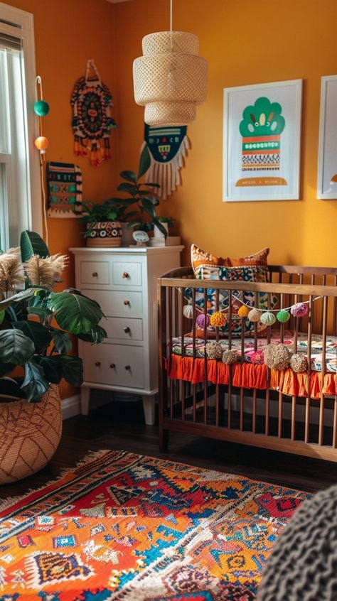 +60 Gorgeous Bohemian Nursery Ideas to Copy - DecorWithEva Bohemian Nursery Ideas, Mexican Nursery, Hippie Nursery, Apartment Nursery, Comfy Furniture, Boho Baby Nursery, Cozy Bohemian, Boho Baby Room, Bohemian Nursery