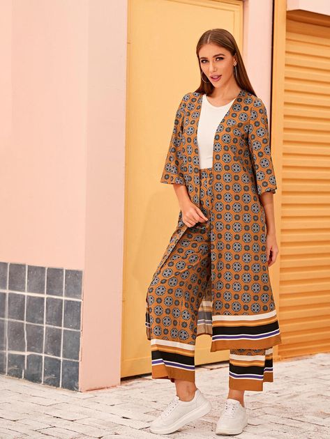 Coord Set Two Pieces Trousers, Plazo Outfits, Types Of Coats, Saree Blouse Designs Latest, Hand Work Blouse Design, Blouse Designs Latest, Fashionista Clothes, Print Coat, Top Pants Set