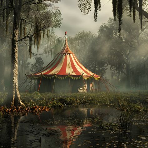 Spooky Circus, Forest Horror, Carnival Tent, Haunted Carnival, Dark Fantasy Book, Creepy Circus, Bayou Country, Circus Aesthetic, Creepy Carnival