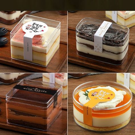 480ml Custom PS Transparent Plastic Biscuit Cake Container Container Cake Ideas, Plastic Cake Containers, Transparent Cake Box Packaging, Jarcake Packing, Cake In A Box Ideas, Cake Container Ideas, Cake To Go Packaging, Tiramisu Packaging Ideas, Cake In Container