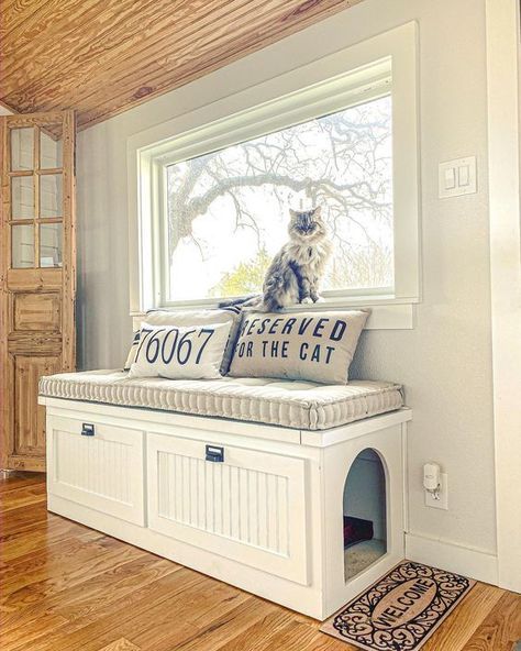 window-seat-for-pets Dog Window Seat, Bedroom Window Seat, Window Seat Design, Pillow Sets, Dog Window, Dog Spaces, Modern Farmhouse Bedroom, Pet Spaces, Dog Crate Furniture