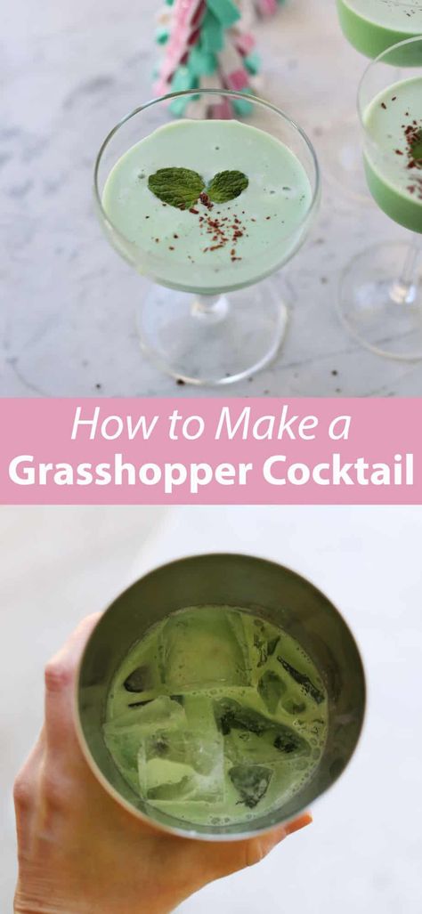 Grasshopper Cocktail, Grass Hopper, Entertaining Snacks, After Dinner Cocktails, Trail Mix Cookies, Best Mixed Drinks, Boozy Milkshake, Mini Candy Canes, Best Cocktail Recipes