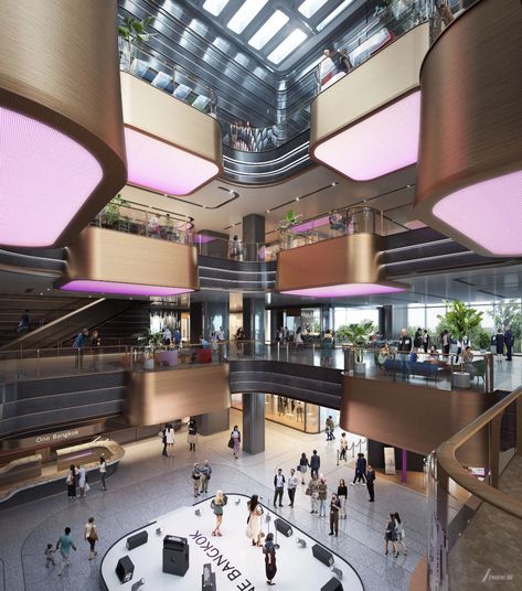 KPF – Suanlum – TMRW Mall Interior, Shopping Mall Interior Design, Mall Atrium, Shopping Mall Atrium, Shopping Mall Interior, Shopping Mall Architecture, Shopping Mall Design, Atrium Design, Studio Apartment Living