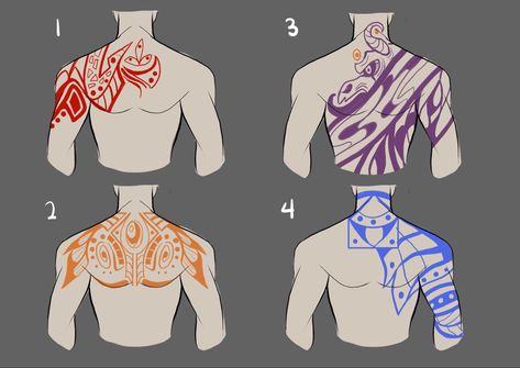 Magic Markings Art, Character Design Markings, Body Markings Art, Fantasy Skin Markings, Body Marks Drawing, Stomach Tattoo Ideas For Men, Ocs With Tattoos, How To Draw Tattoos On Characters, Body Markings Character Design