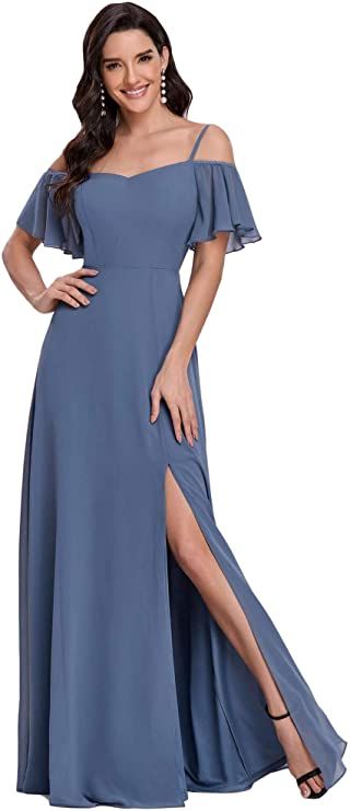 Prom Dress Off The Shoulder, Flowy Bridesmaid Dresses, Long Party Gowns, Plus Size Wedding Guest Dresses, Bridesmaid Dresses With Sleeves, Dusty Blue Bridesmaid Dresses, Formal Occasion Dress, Beautiful Bridesmaid Dresses, Chiffon Bridesmaid Dresses