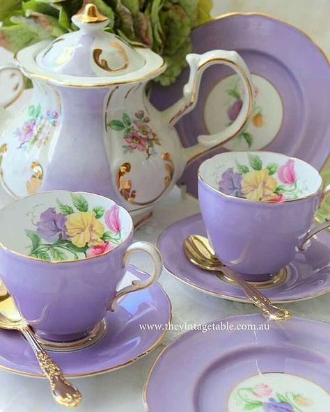 Purple tea cups