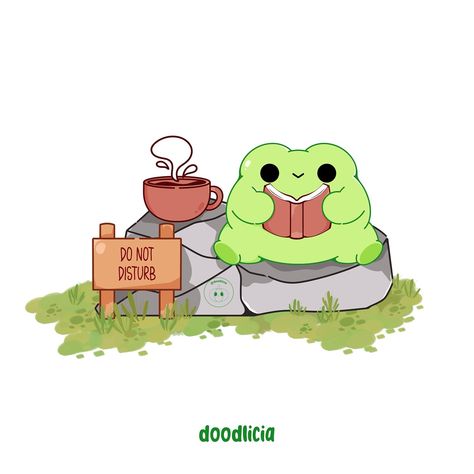 Oh, to be a frog sitting on a rock in the middle of a forest, reading a book, and sipping on a huge cup of tea undisturbed 😮‍💨—wouldn’t that be the perfect life? #drawing#cuteart#doodle#frogart#cutestickers Frog Sitting, Frog Wallpaper, Frog Life, Frog Drawing, Cute Kawaii Drawings, Cute Frogs, Kawaii Art, Kawaii Drawings, Cute Doodles