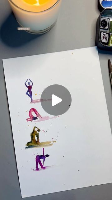 Yoga Watercolor, Back Yoga, Watercolor Beginner, International Yoga Day, Yoga Day, June 21, Artist On Instagram, Human Figure, Art Videos