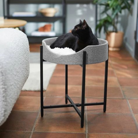 Buy Frisco Modern Elevated Wrought Iron Cat Bed with Eyelash Cushion, One Tier at Chewy.com. FREE shipping and the BEST customer service! Elevated Cat Bed, Iron Cat, Cat Cube, Cat House Diy, Cat Christmas Gift, Luxury Cat, Cat Condo, Modern Round, Cat Furniture