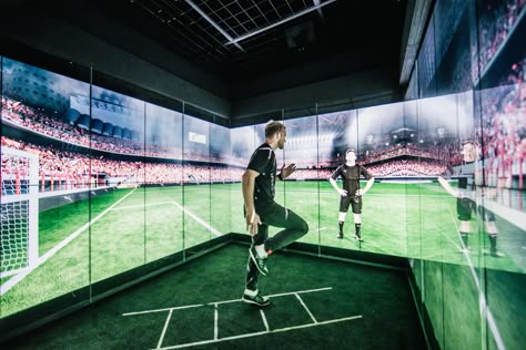 Puma Skill Cube: interactive retail design - DesignWanted : DesignWanted Green Room Design, Interactive Retail, Abandoned Warehouse, Digital Experience, Green Room, Retail Experience, 5th Avenue, Green Rooms, Sports Stars