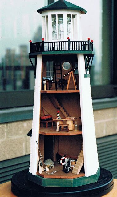 Dioramas and Clever Things: Model Lighthouse Lighthouse Diorama, House Plans With Angled Garage, Model Lighthouse, Lighthouse Model, Diy Dolls House, The Cullen Family, Miniature Lighthouse, Cullen Family, Stuff I Want