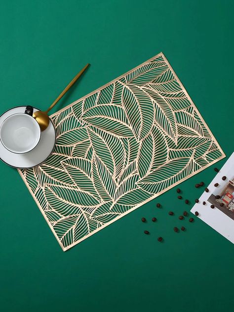 1pc Leaf Hollow Placemat | SHEIN USA Placemats Patterns, Table Pads, Leaf Table, Pvc Material, Table Mats, Leaf Pattern, Drink Coasters, Flower Vases, Placemats