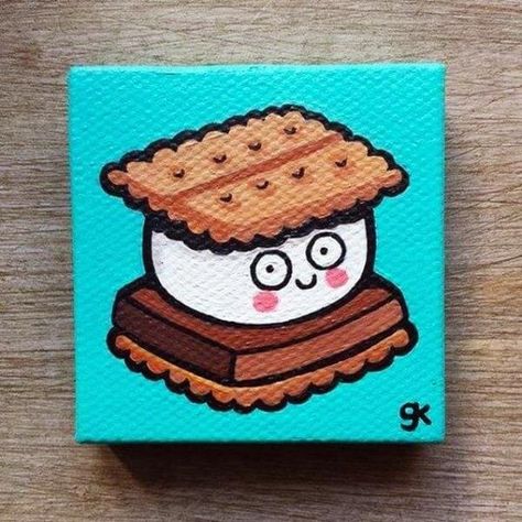 Miniature Painting Ideas, Kids Canvas Painting, Artistic Painting, Small Canvas Paintings, Painting Canvases, Simple Canvas Paintings, Easy Canvas Art, Cute Canvas Paintings, Easy Canvas Painting