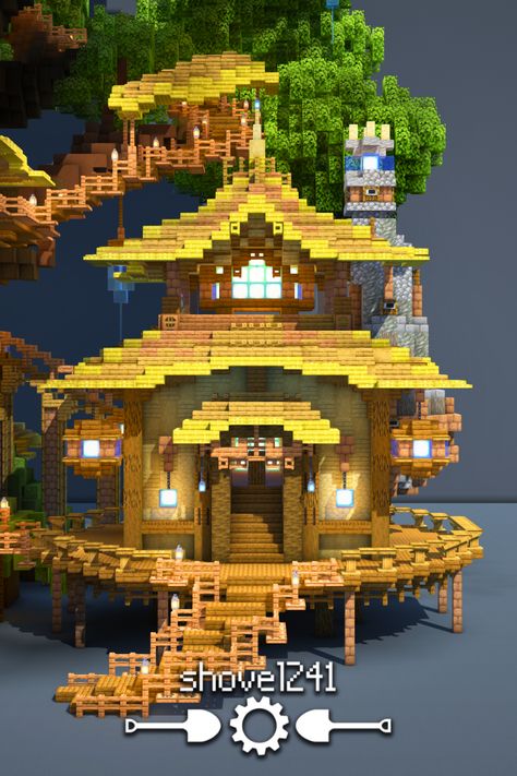 A really fun Minecraft treehouse build I did with my friend Graysun a couple of months ago! You can download this on my Patreon, just follow the link! Minecraft Bamboo Treehouse, Jungle Cabin Minecraft, Minecraft Bird Cage House, Minecraft Theme Builds, Jungle Beach House Minecraft, Jungle Build Minecraft, Bamboo Minecraft Builds, Minecraft Large Builds, Jungle Houses Minecraft